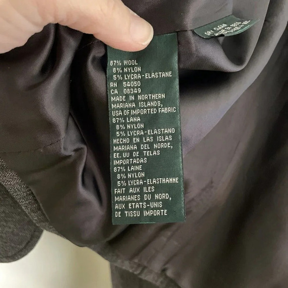 Lauren Ralph Lauren Grey Stripe Wool Blend Blazer Women‎ 12P 3 Buttons Business - Picture 7 of 7